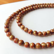 Brown Tiger Dual Layer Pearl Necklace Set